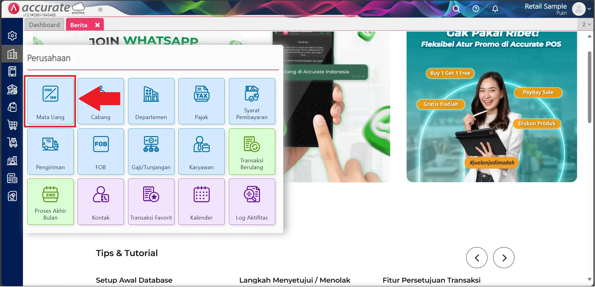 pengaturan mata uang Accurate Online